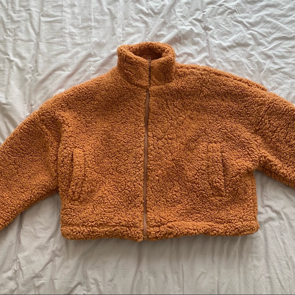 UO Willow Fuzzy Drawstring Teddy Jacket